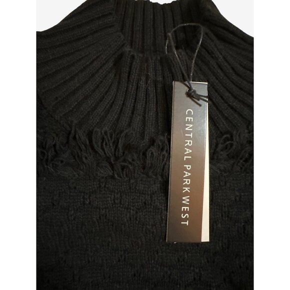 Revolve Central Park West Black Textured Fringe Sweater Womens Size Small - Picture 4 of 5